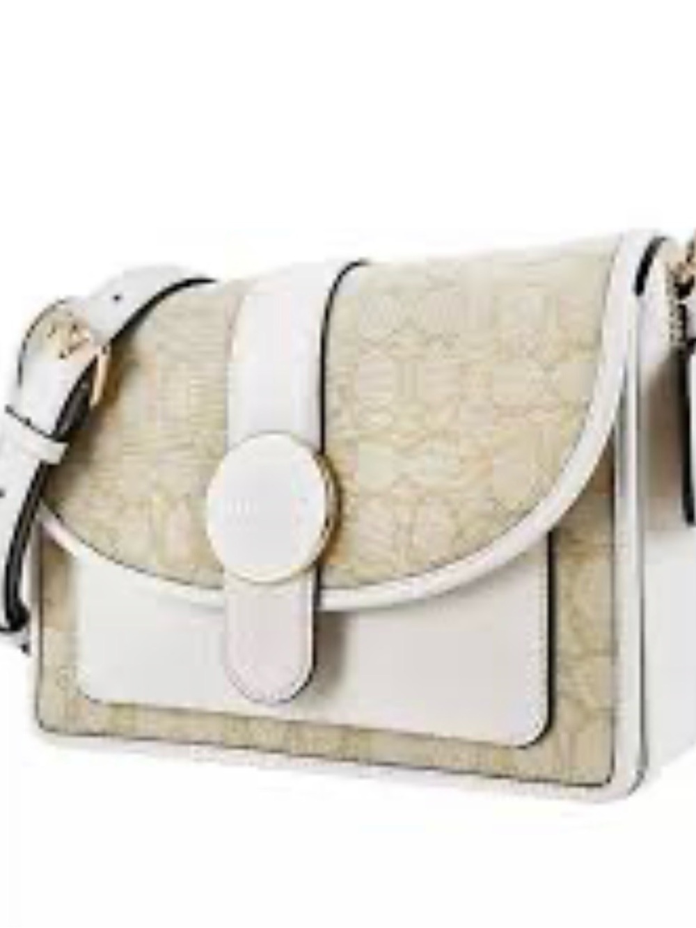 Coach Lonnie Beige and White Signature Crossbody Bag